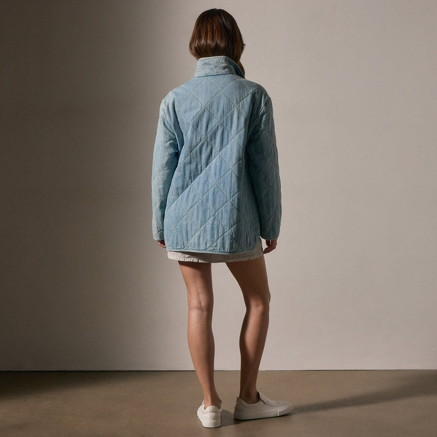 Diamond Quilted Denim Jacket in Bleach Wash | James Perse Los Angeles
