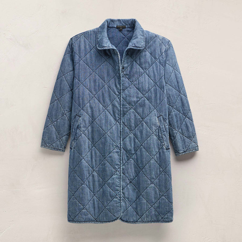 Denim Quilted Jacket in Medium Wash | James Perse Los Angeles FLAT