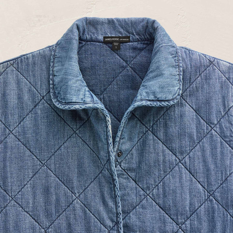 Denim Quilted Jacket in Medium Wash | James Perse Los Angeles FLAT