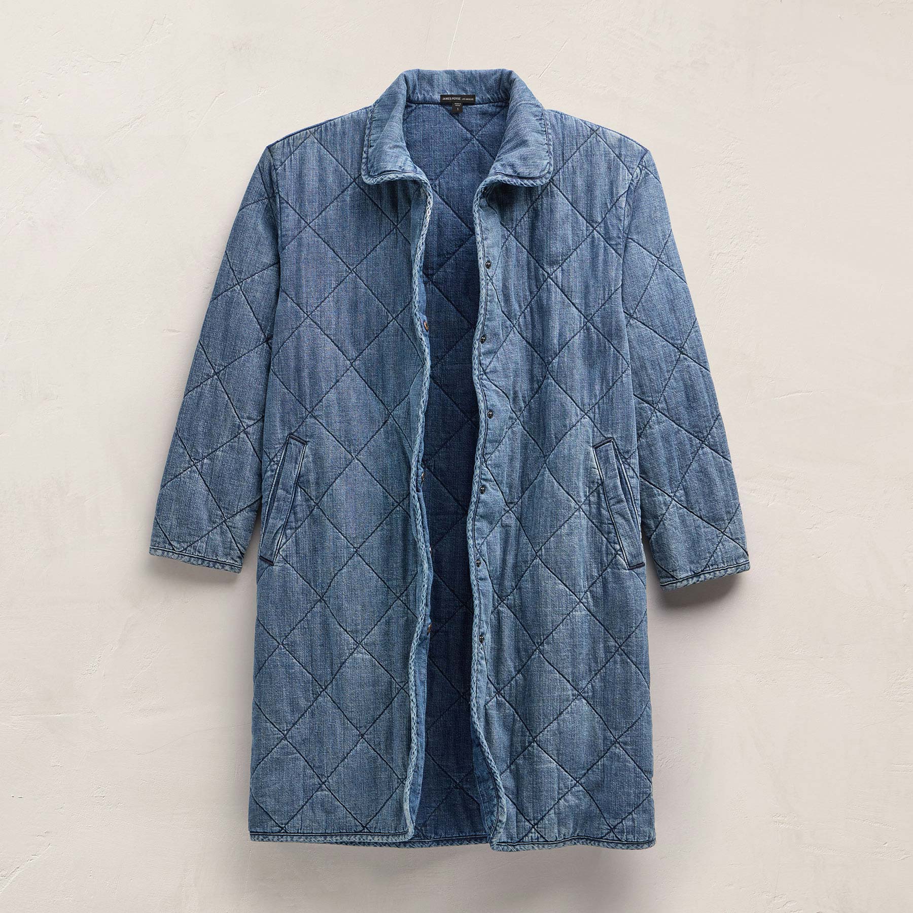 Denim Quilted Jacket in Medium Wash | James Perse Los Angeles FLAT