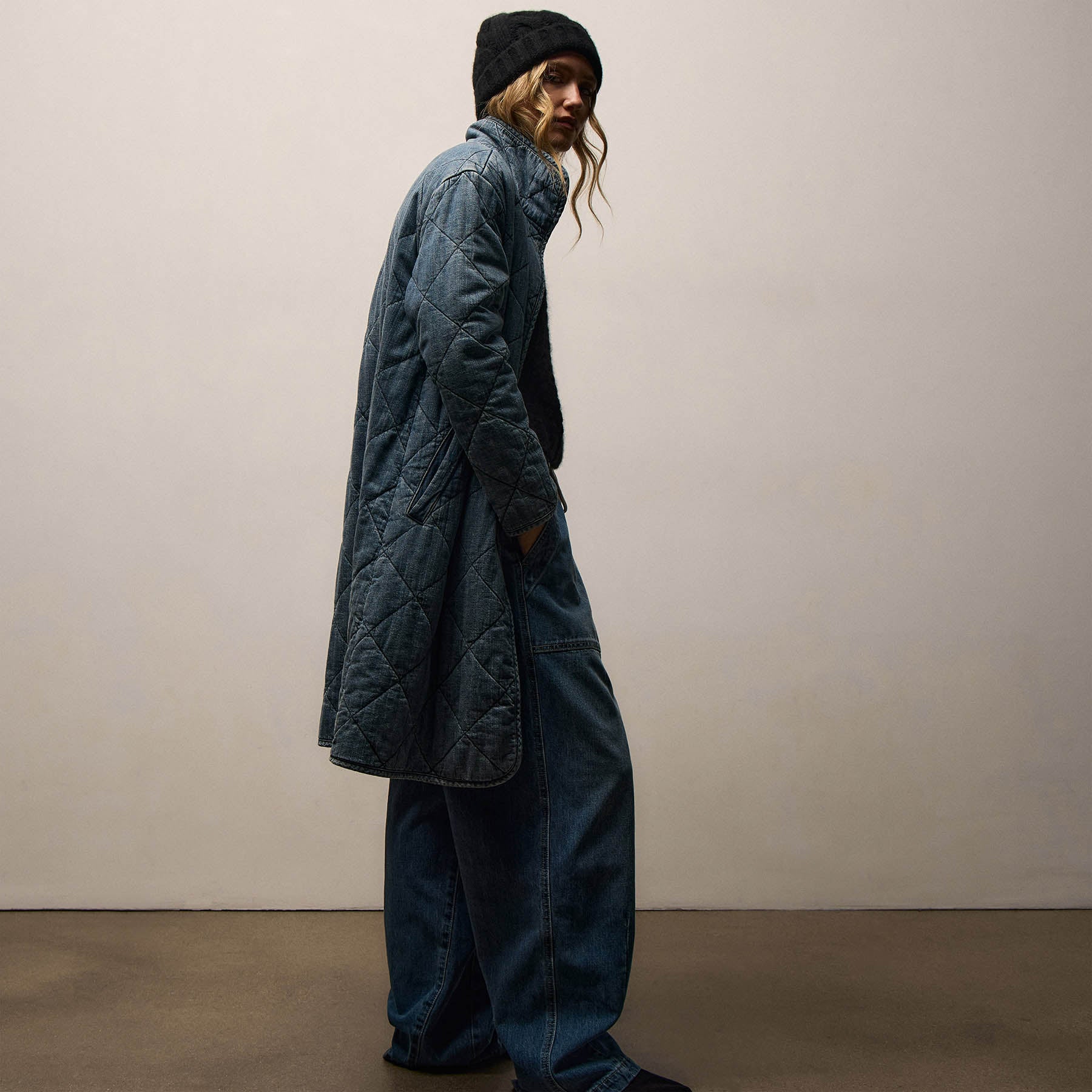 Denim Quilted Jacket - Medium Wash | James Perse Los Angeles