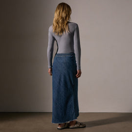 Bias Cut Denim Skirt in Medium Wash | James Perse Los Angeles