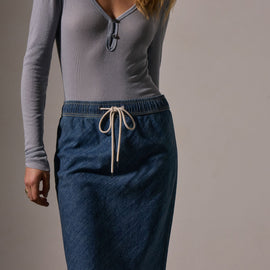 Bias Cut Denim Skirt in Medium Wash | James Perse Los Angeles