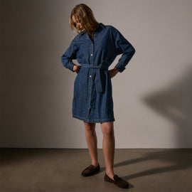 Denim Shirt Dress in Medium Wash | James Perse Los Angeles