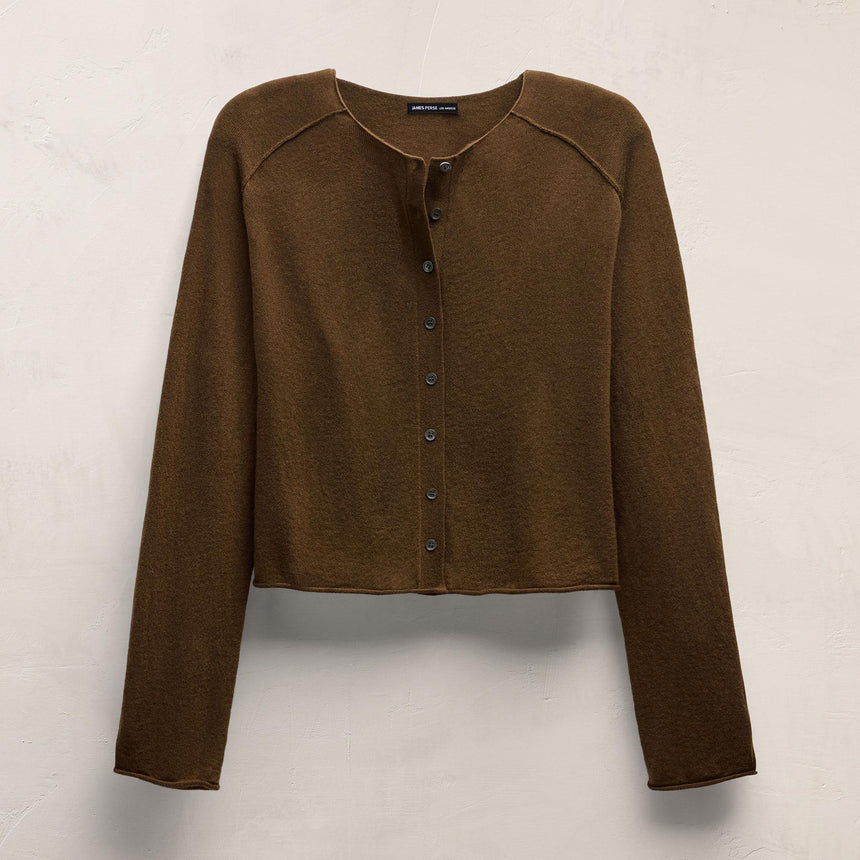 Cashmere Raglan Cardigan in Cocoa | James Perse Los Angeles