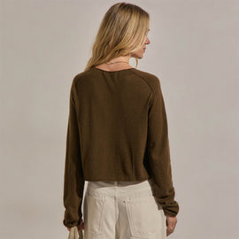 Cashmere Raglan Cardigan in Cocoa | James Perse Los Angeles