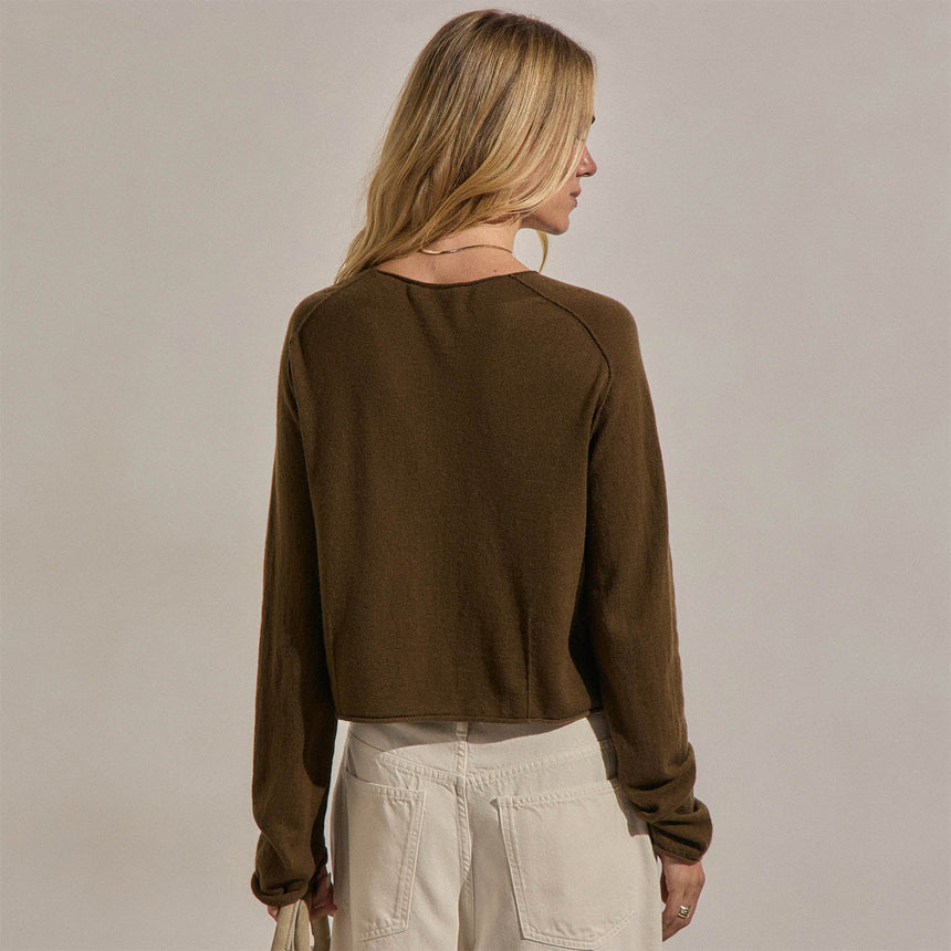 Cashmere Raglan Cardigan in Cocoa | James Perse Los Angeles