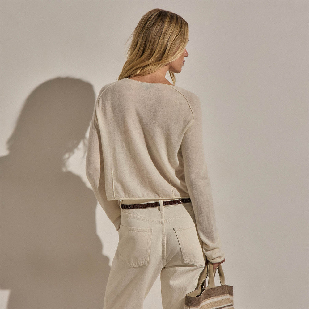 Cashmere Raglan Cardigan in Ecru | James Perse Los Angeles