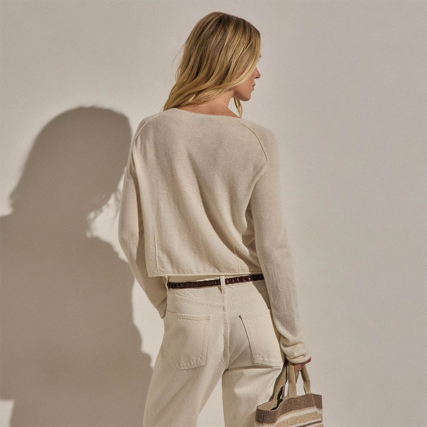 Cashmere Raglan Cardigan in Ecru | James Perse Los Angeles