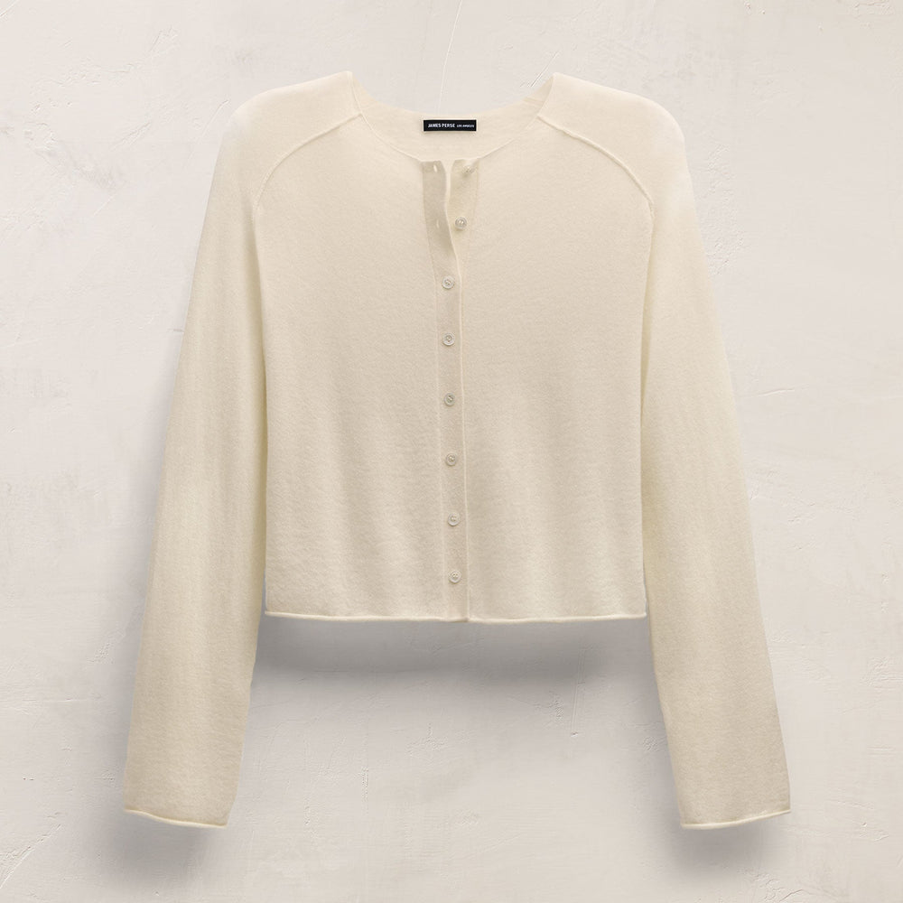 Cashmere Raglan Cardigan in Ecru | James Perse Los Angeles