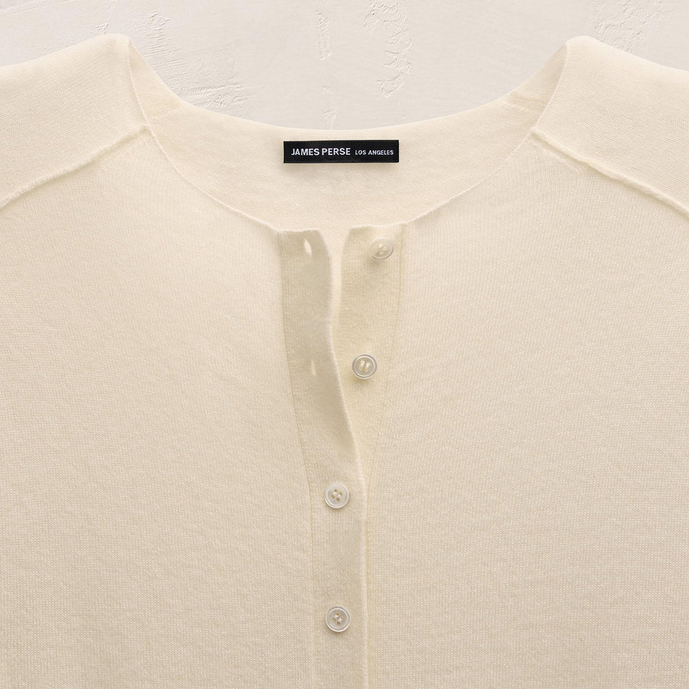 Cashmere Raglan Cardigan in Ecru | James Perse Los Angeles
