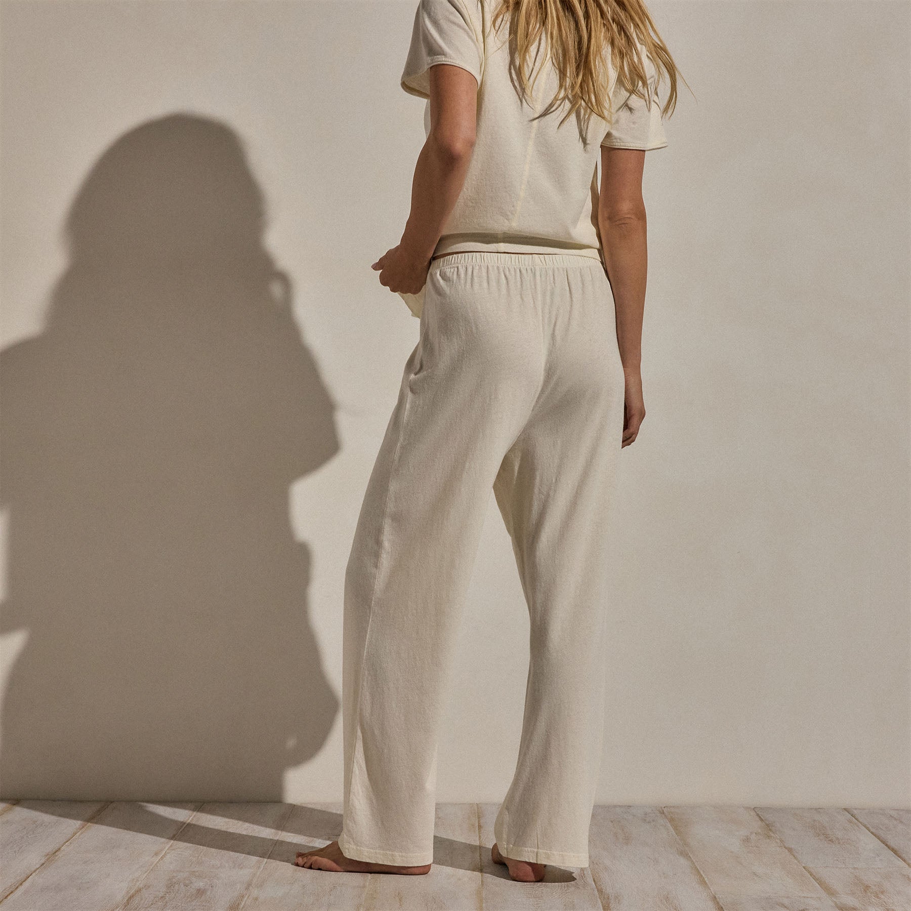 Cotton Linen Pull On Pant in Ecru | James Perse Los Angeles
