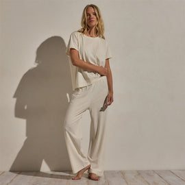 Cotton Linen Pull On Pant in Ecru | James Perse Los Angeles
