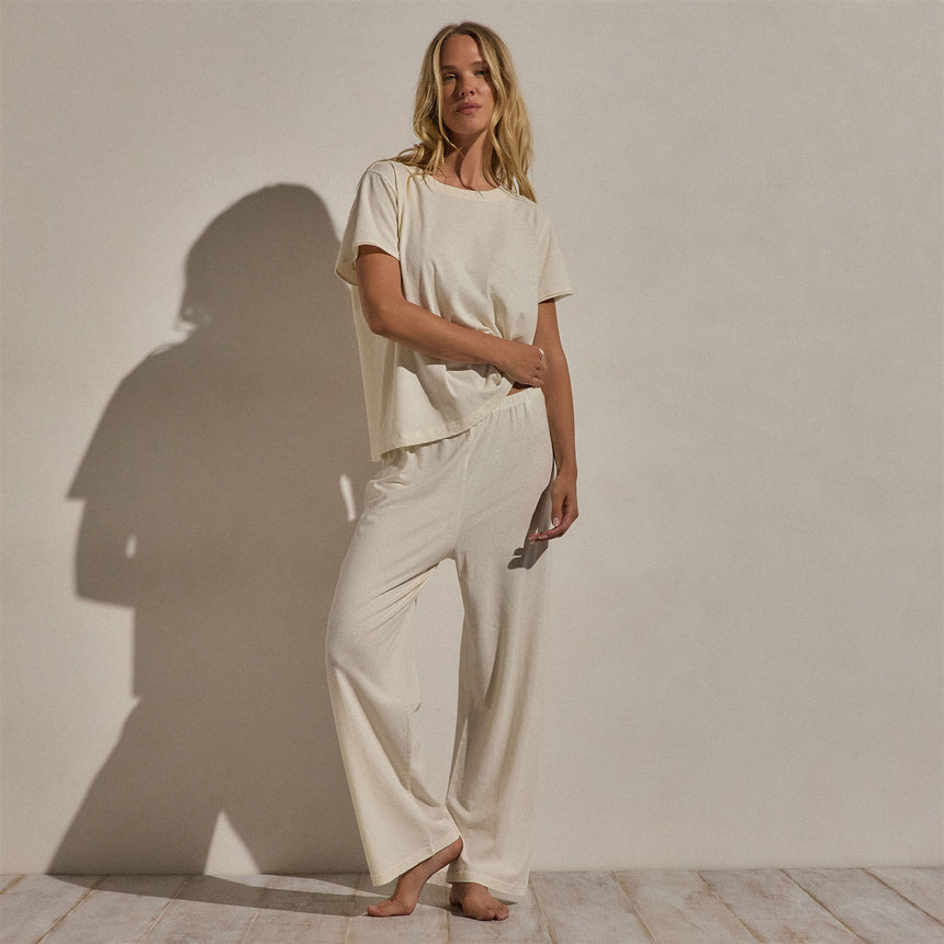 Cotton Linen Pull On Pant in Ecru | James Perse Los Angeles