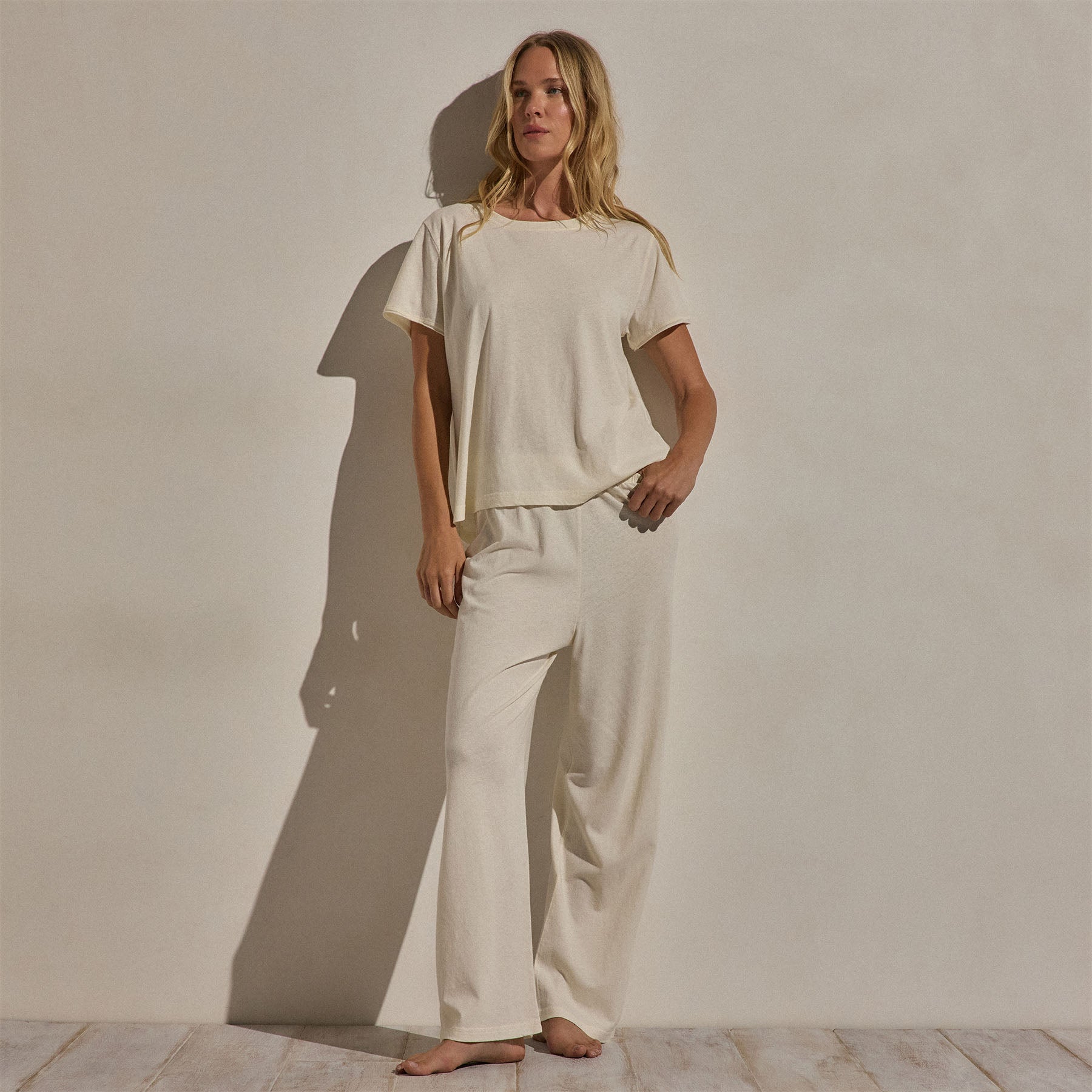 Cotton Linen Pull On Pant in Ecru | James Perse Los Angeles