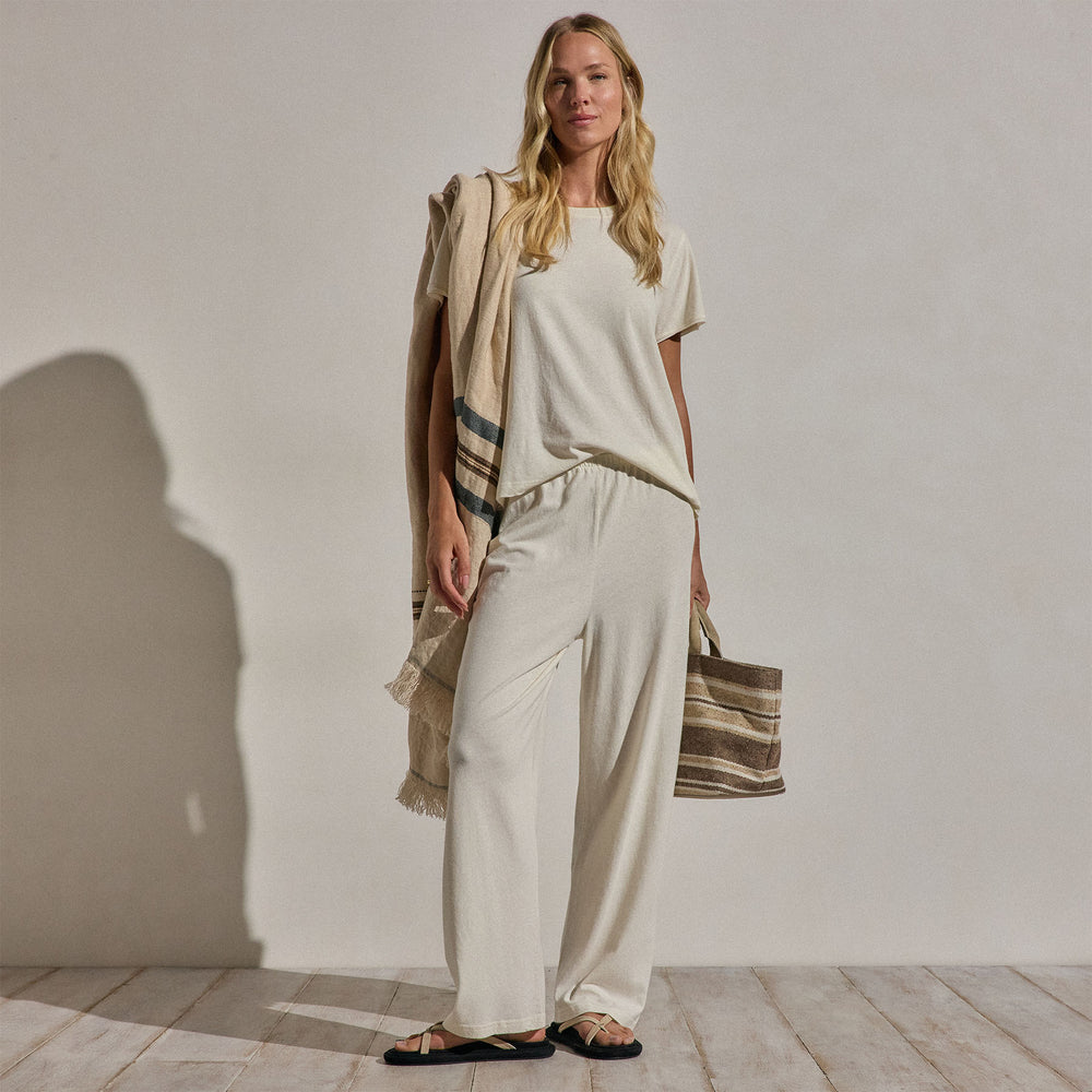 Cotton Linen Pull On Pant in Ecru | James Perse Los Angeles