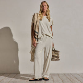 Cotton Linen Pull On Pant in Ecru | James Perse Los Angeles
