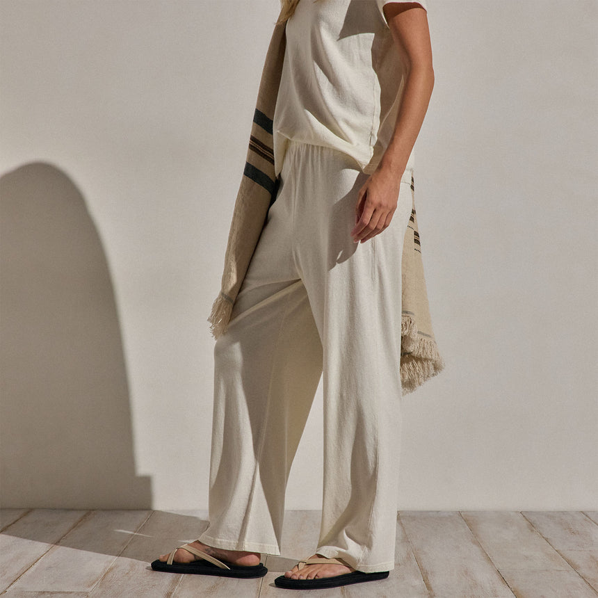 Cotton Linen Pull On Pant in Ecru | James Perse Los Angeles