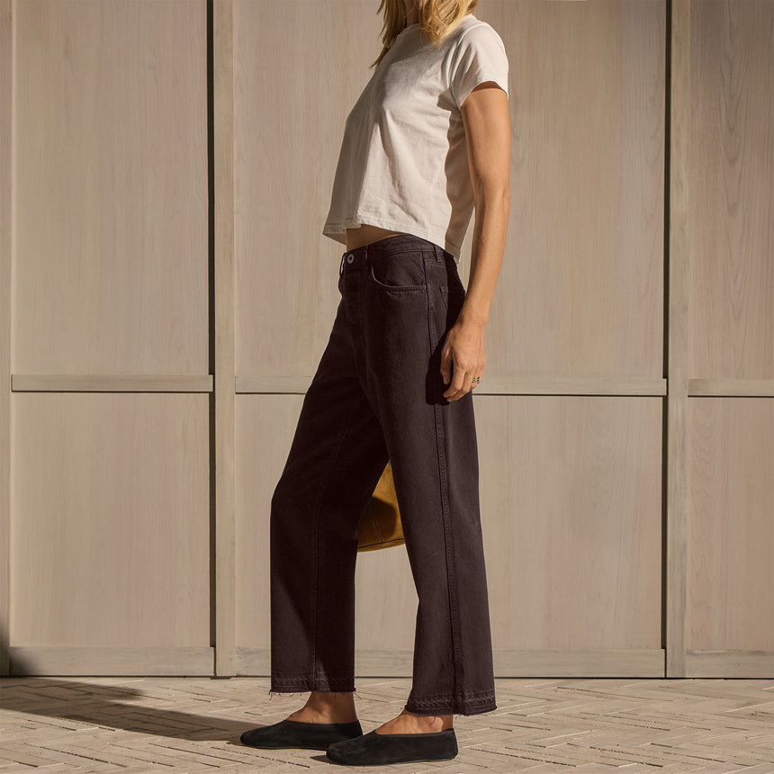 Relaxed Straight Cropped Jean - Brown