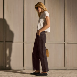 Relaxed Straight Cropped Jean - Brown