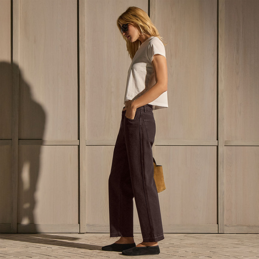 Relaxed Straight Cropped Jean - Brown