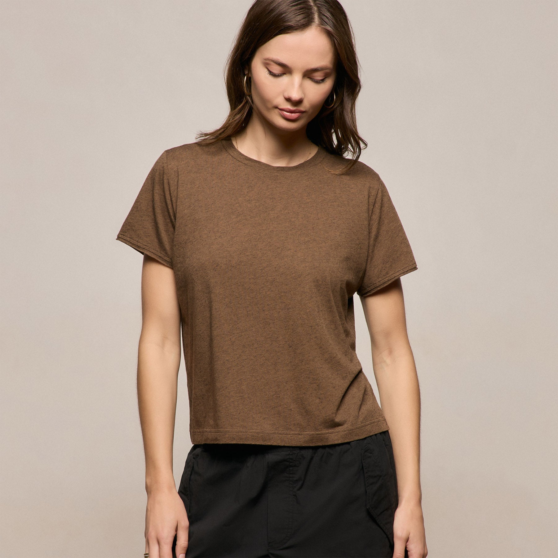 Cotton Cashmere Tee in Brown | James Perse Los Angeles
