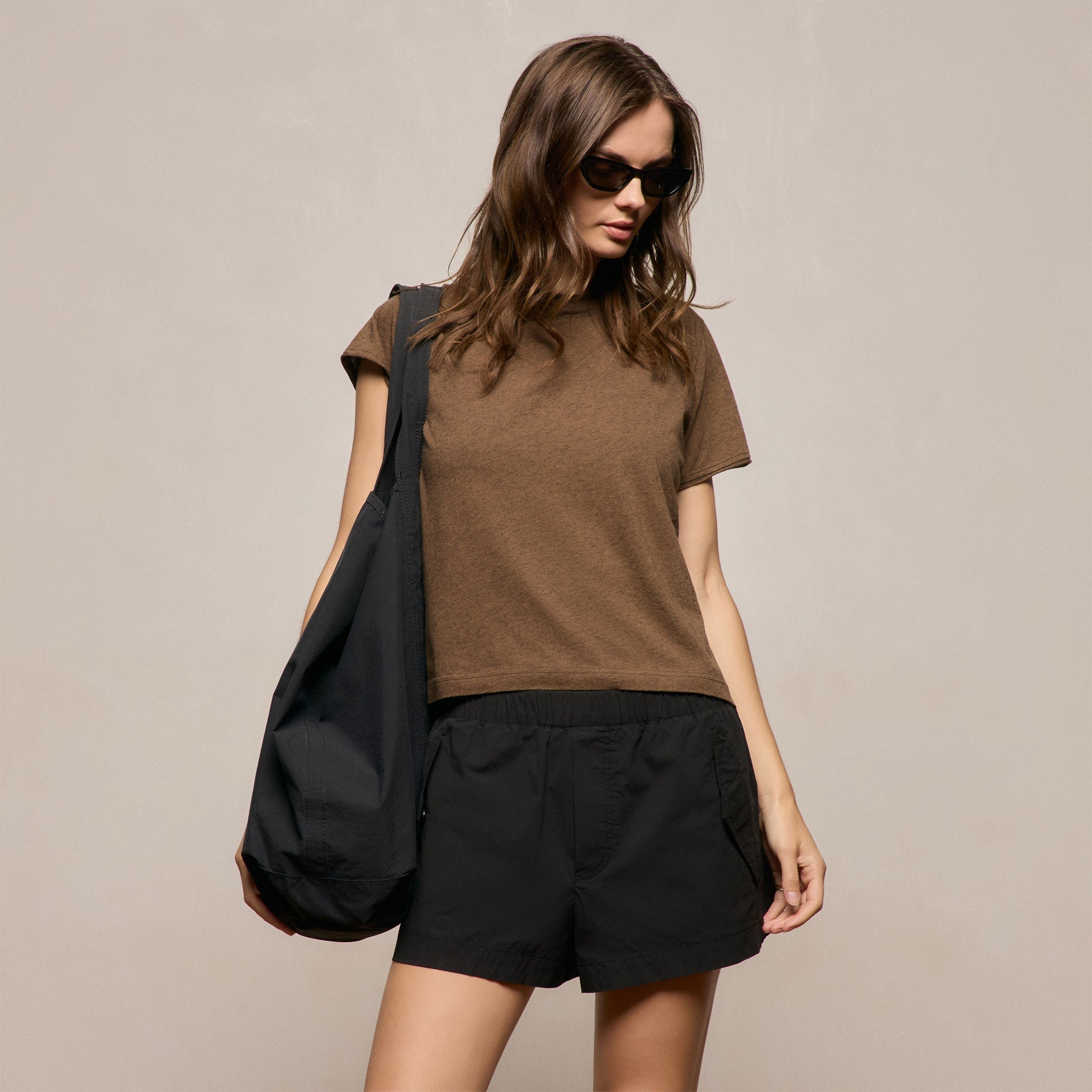 Cotton Cashmere Tee in Brown | James Perse Los Angeles