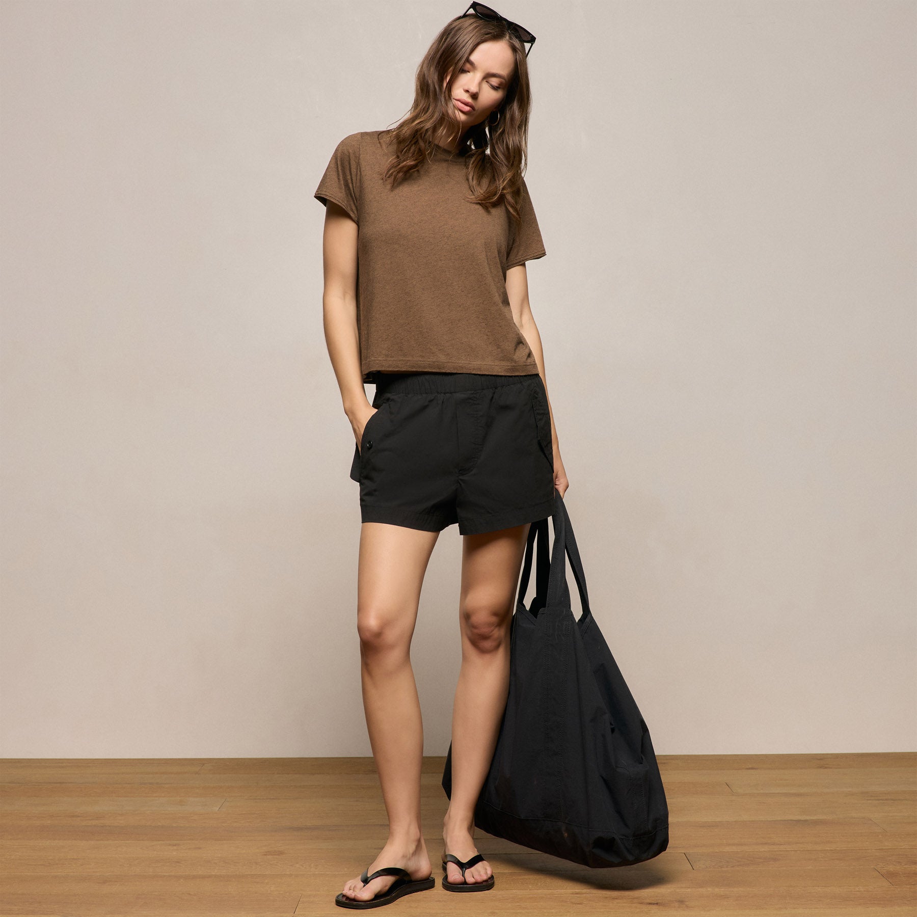 Cotton Cashmere Tee in Brown | James Perse Los Angeles
