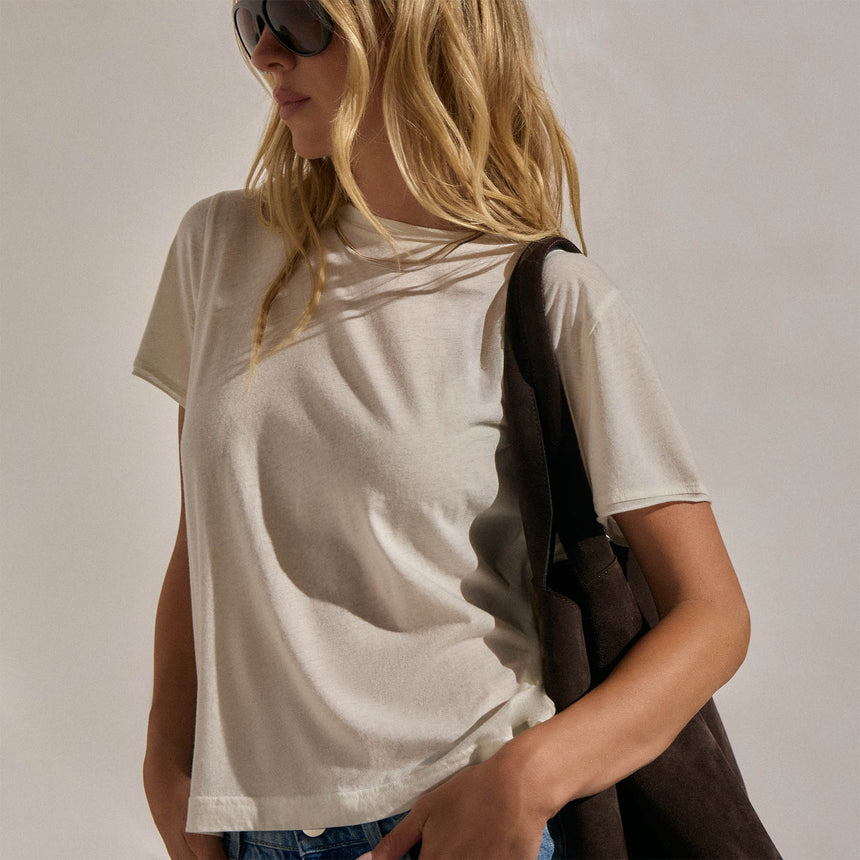 Cotton Cashmere Tee In Off White | James Perse Los Angeles
