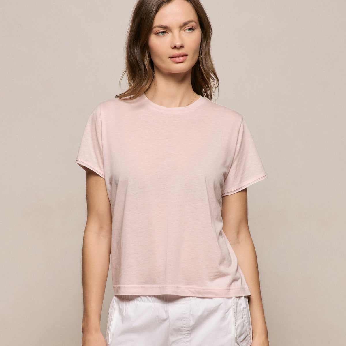 Cotton Cashmere Tee in Rose Quartz | James Perse Los Angeles