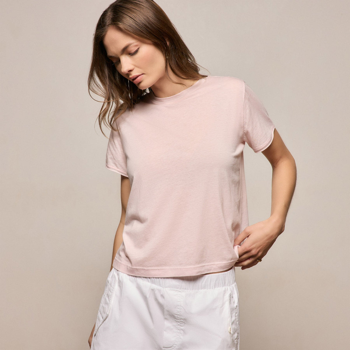 Cotton Cashmere Tee in Rose Quartz | James Perse Los Angeles