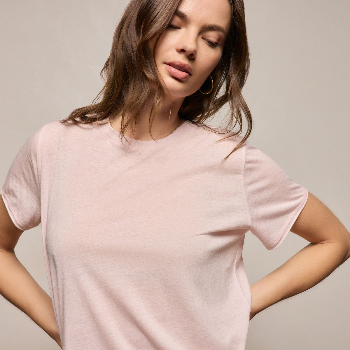 Cotton Cashmere Tee in Rose Quartz | James Perse Los Angeles