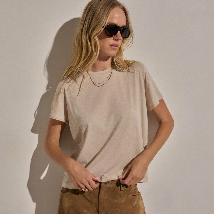 Cotton Cashmere Tee in Stone | James Perse Los Angeles