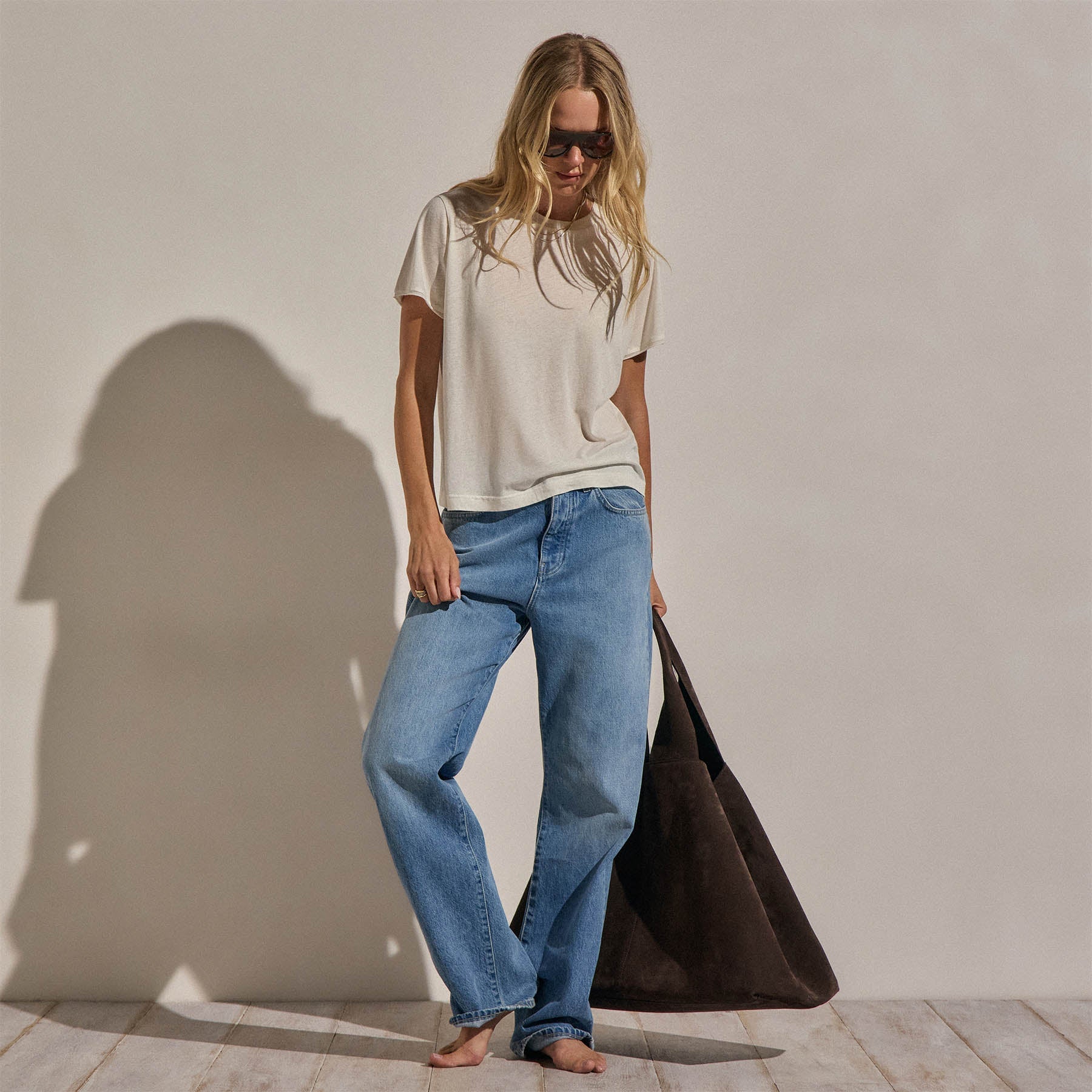 Cotton Cashmere Tee in White | James Perse Los Angeles