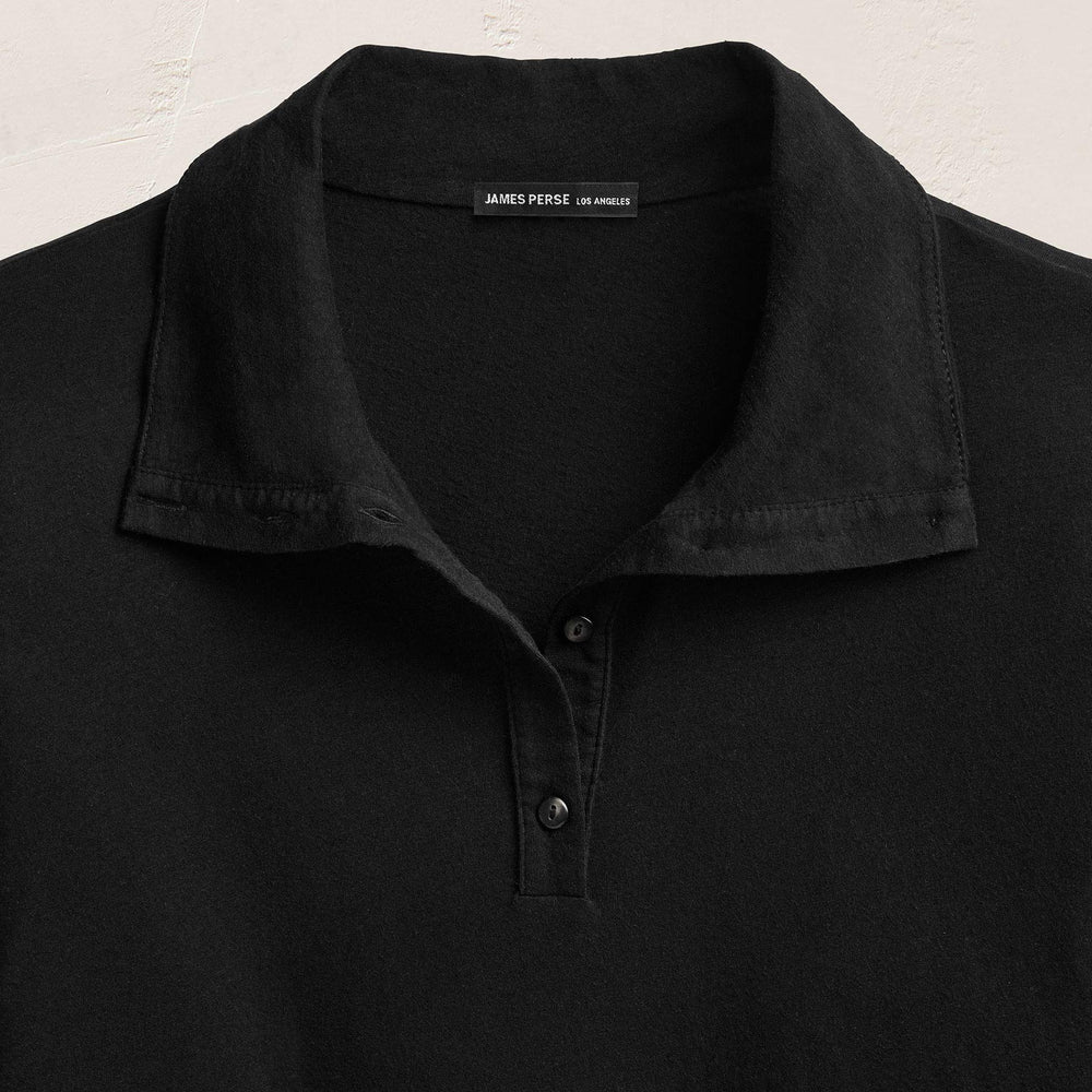 Cotton Cashmere High Neck Polo - Black