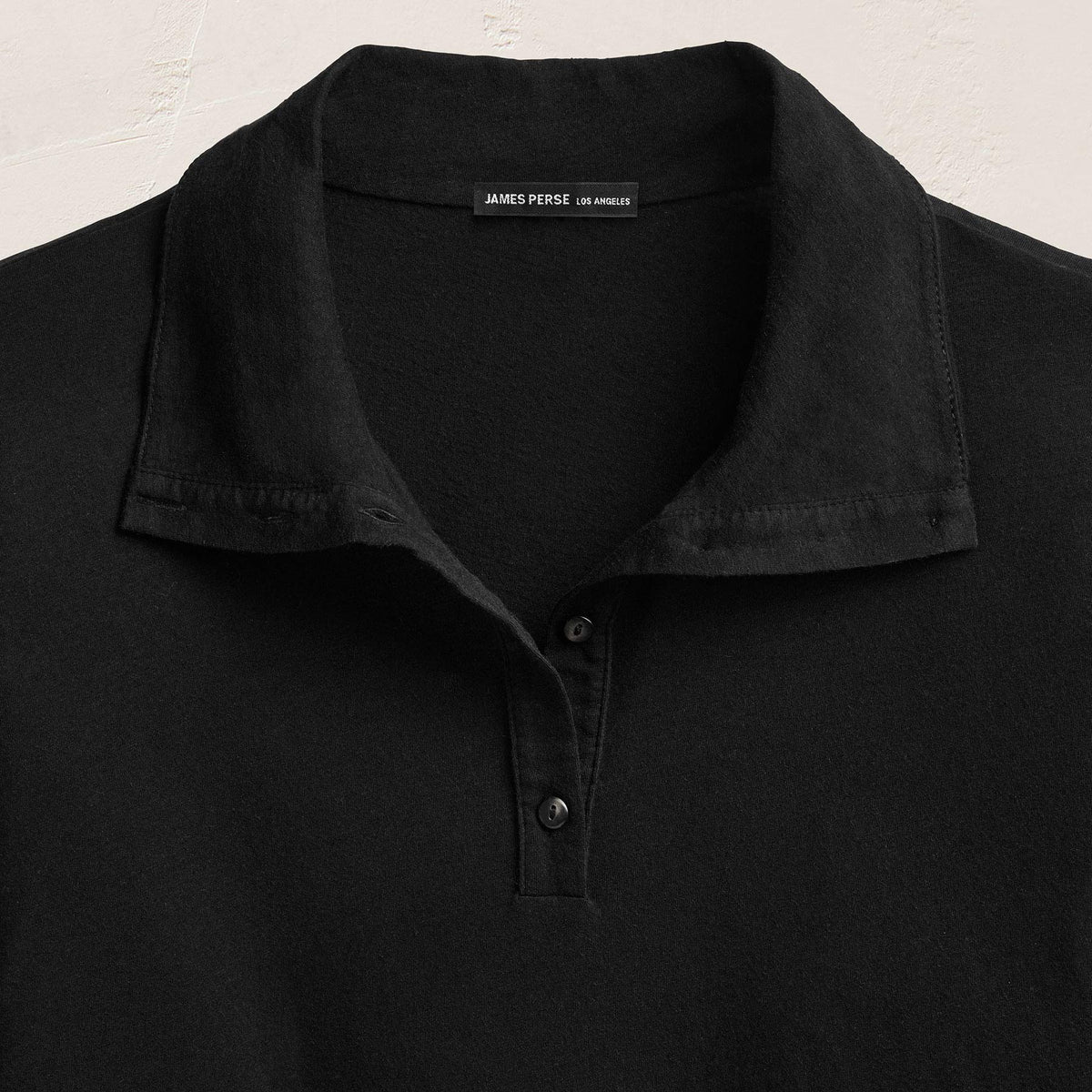 Cotton Cashmere High Neck Polo - Black