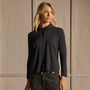 Extended Funnel Henley Top - Black | James Perse Los Angeles