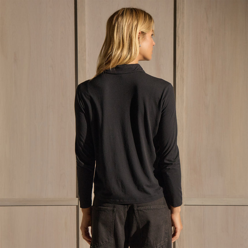 Extended Funnel Henley Top - Black | James Perse Los Angeles