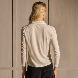 Cotton Cashmere High Neck Polo - Off White | James Perse Los Angeles
