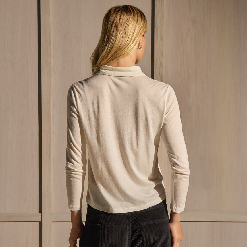 Cotton Cashmere High Neck Polo - Off White | James Perse Los Angeles