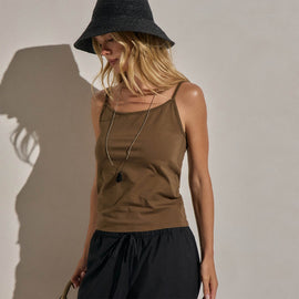 Wide Neck Tank Top in Cocoa | James Perse Los Angeles