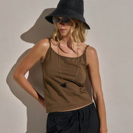Wide Neck Tank Top in Cocoa | James Perse Los Angeles