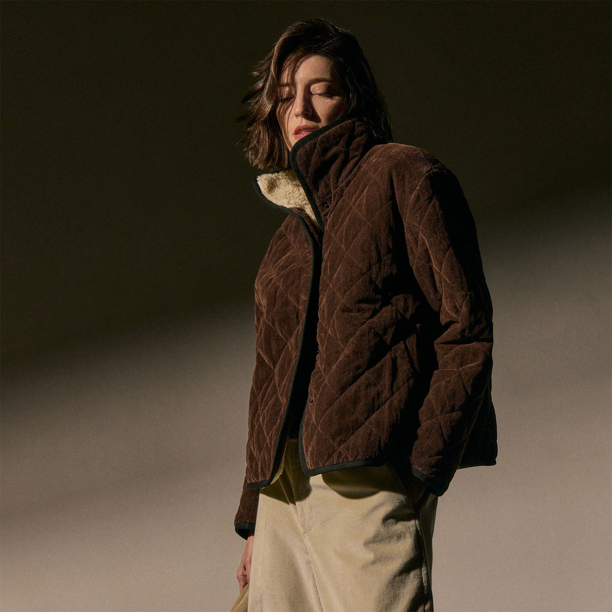 Sherpa Lined Jacket in Chestnut | James Perse Los Angeles