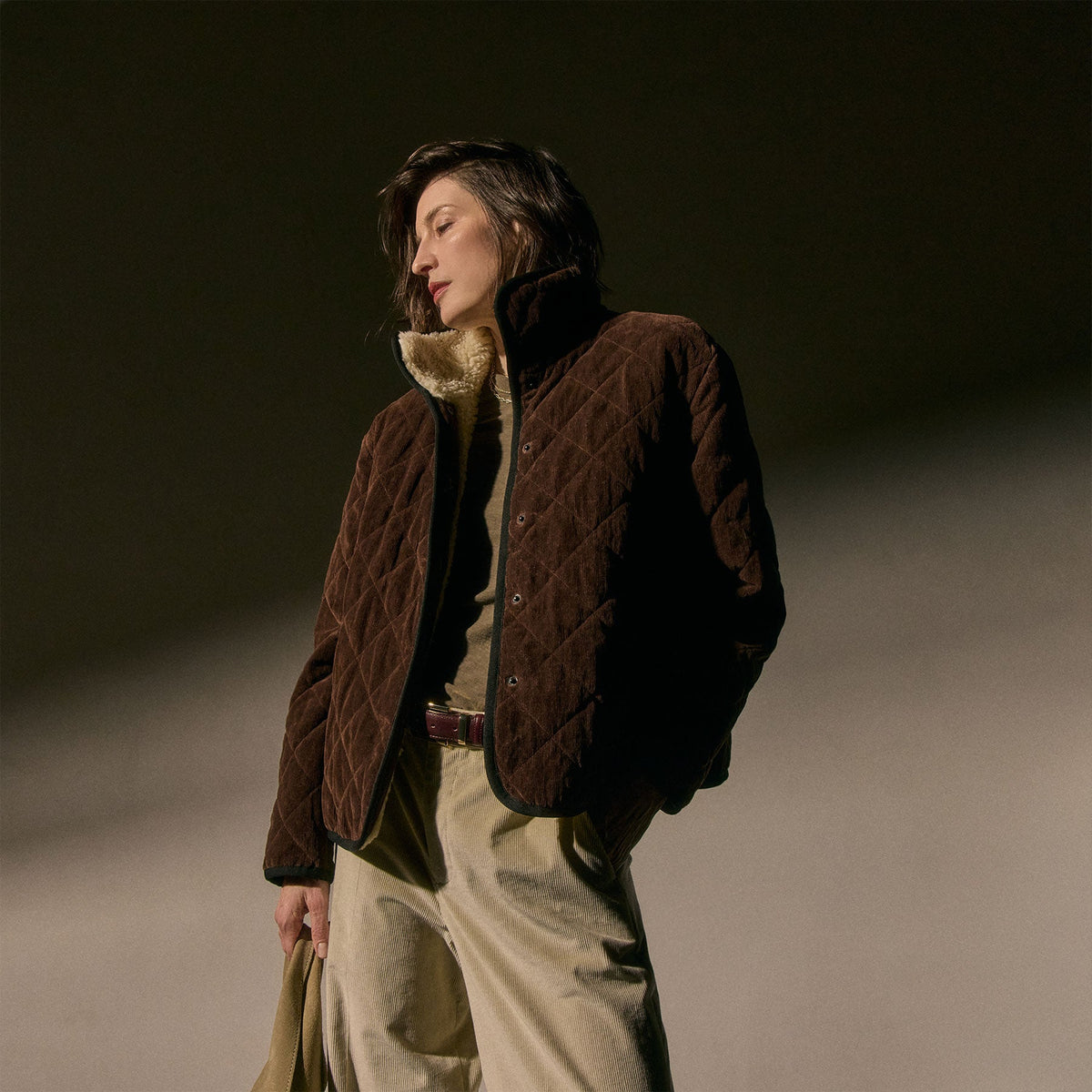 Sherpa Lined Jacket in Chestnut | James Perse Los Angeles