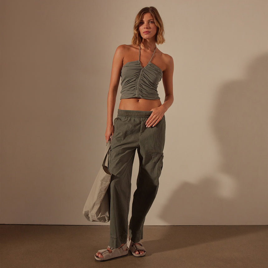Seersucker Cargo Pant in Palm Pigment | James Perse Los Angeles