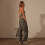 Seersucker Cargo Pant in Palm Pigment | James Perse Los Angeles
