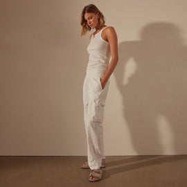 Seersucker Cargo Pant in White | James Perse Los Angeles