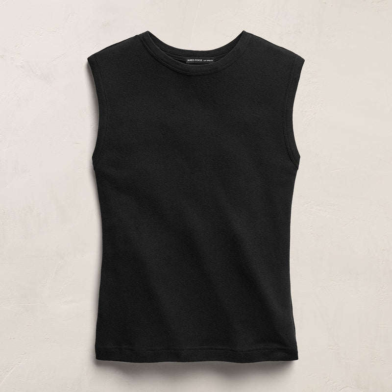 Cotton Cashmere Rib Tank in Black | James Perse Los Angeles