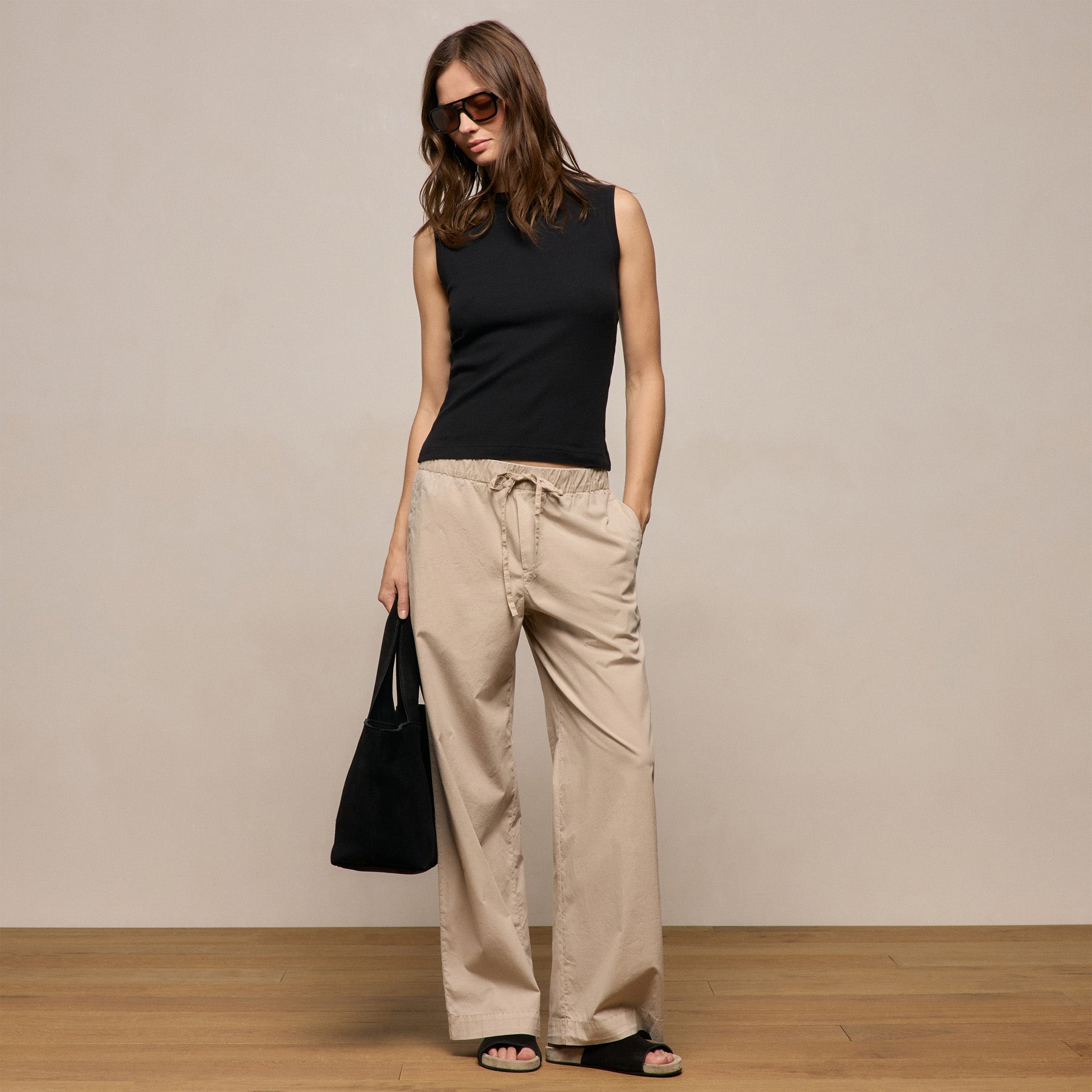 Cotton Cashmere Rib Tank in Black | James Perse Los Angeles