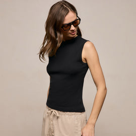 Cotton Cashmere Rib Tank in Black | James Perse Los Angeles